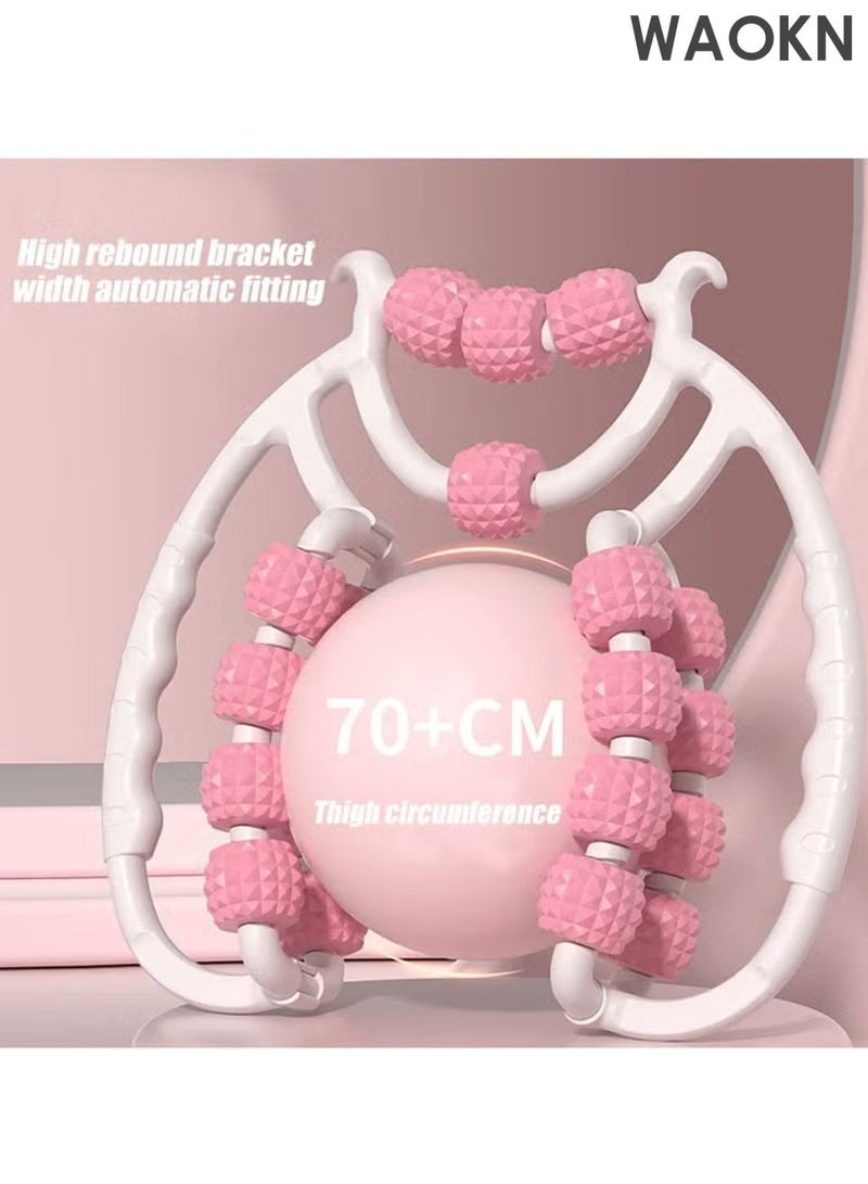 WAOKN Waist and Leg slimming roller, Foam Roller - Fat Mass Massager,a Muscle Massage Tool for Thighs, Calves and arms,fitness 20-Wheel Yoga Massage, Soothes Calf Muscles, Souvenir for Women and Mothers, for Leg, Neck , Arm and Buttocks ,Calf muscle relaxation stretching foam roller leg slimmer , Pink - Image 5
